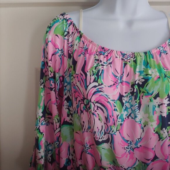 Lily Pulitzer Off Shoulder Lana Romper with Shorts Pink Blossom 3/4 Sleeve S - Picture 3 of 14